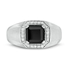 Thumbnail Image 3 of Men's 8.0mm Square Onyx and 0.18 CT. T.W. Diamond Octagonal Frame Ring in Sterling Silver