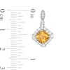 Cushion-Cut Citrine and Lab-Created White Sapphire Frame Pendant and Drop Earrings Set in Sterling Silver