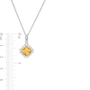 Cushion-Cut Citrine and Lab-Created White Sapphire Frame Pendant and Drop Earrings Set in Sterling Silver