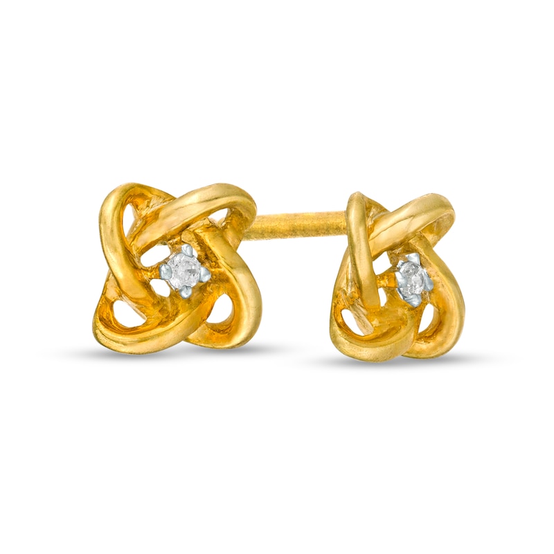 Diamond Accent Love Knot Stud Earrings in 10K Gold|Peoples Jewellers