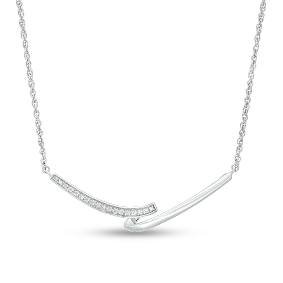 0.145 CT. T.W. Diamond Double Row V Necklace in Sterling Silver - 16.5