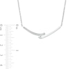 0.04 CT. T.W. Diamond Double Bypass Bar Curved Necklace in Sterling Silver