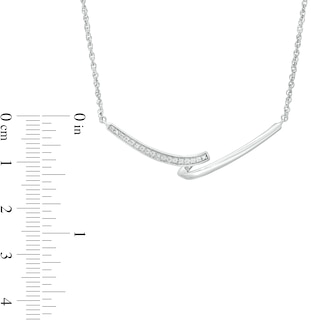 0.04 CT. T.W. Diamond Double Bypass Bar Curved Necklace in Sterling Silver