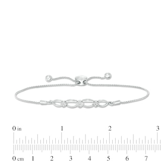 0.04 CT. T.W. Composite Diamond Alternating Oval and Tilted Square Bolo Bracelet in Sterling Silver - 9.5"