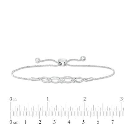 0.04 CT. T.W. Composite Diamond Alternating Oval and Tilted Square Bolo Bracelet in Sterling Silver - 9.5"