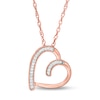 0.065 CT. T.W. Diamond Tilted Heart Outline Pendant in Sterling Silver with 14K Rose Gold Plate