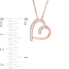 0.065 CT. T.W. Diamond Tilted Heart Outline Pendant in Sterling Silver with 14K Rose Gold Plate