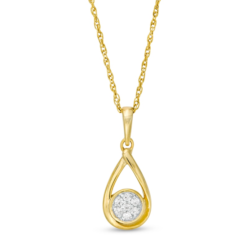 0.04 CT. T.W. Composite Diamond Teardrop Pendant in Sterling Silver with 14K Gold Plate|Peoples Jewellers