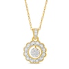 0.23 CT. T.W. Composite Diamond Scallop Frame Flower Pendant in Sterling Silver with 14K Gold Plate