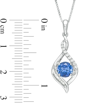 Lab-Created Ceylon Blue and White Sapphire Cascading Infinity Frame Pendant and Drop Earrings Set in Sterling Silver