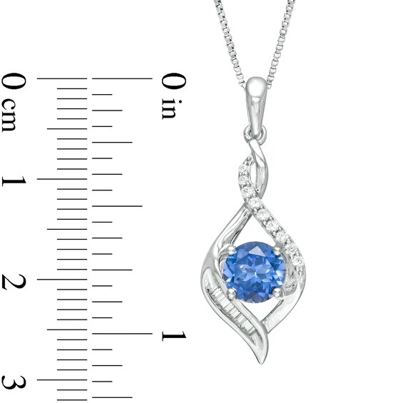 Lab-Created Ceylon Blue and White Sapphire Cascading Infinity Frame Pendant and Drop Earrings Set in Sterling Silver