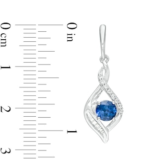 Lab-Created Ceylon Blue and White Sapphire Cascading Infinity Frame Pendant and Drop Earrings Set in Sterling Silver