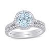 Thumbnail Image 0 of 8.0mm Aquamarine and 0.35 CT. T.W. Diamond Frame Bridal Set in 14K White Gold