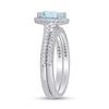 8.0mm Aquamarine and 0.35 CT. T.W. Diamond Frame Bridal Set in 14K White Gold