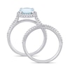 Thumbnail Image 3 of 8.0mm Aquamarine and 0.35 CT. T.W. Diamond Frame Bridal Set in 14K White Gold