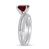 8.0mm Cushion-Cut Garnet and 0.23 CT. T.W. Diamond Bridal Set in 14K White Gold