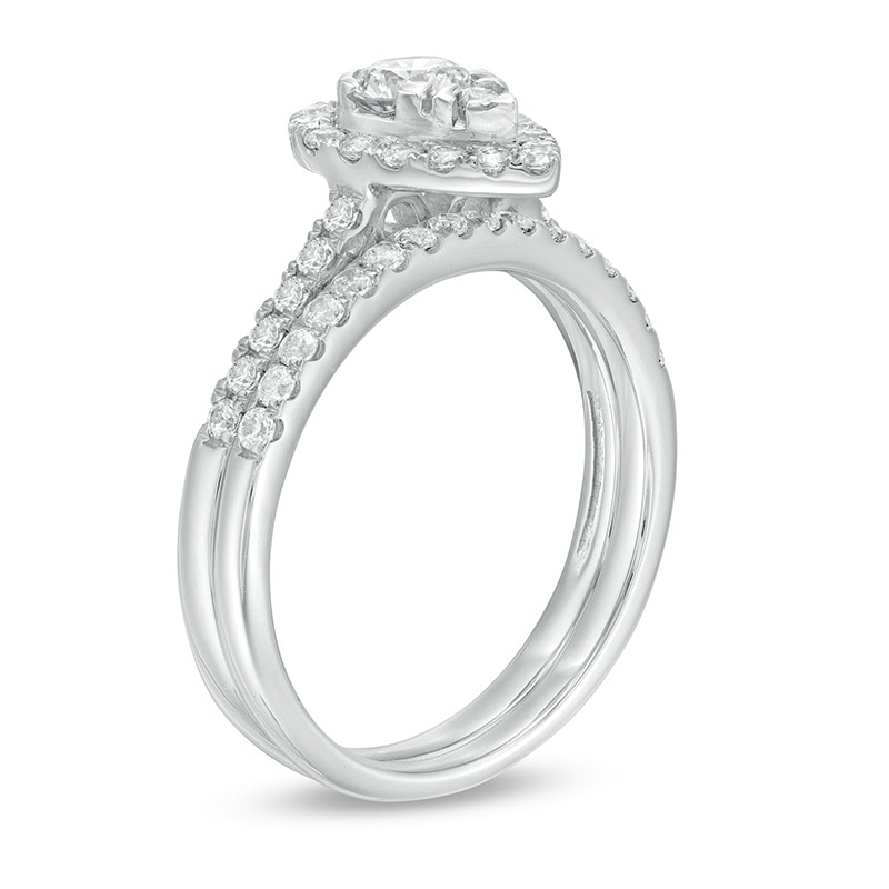 0.98 CT. T.W. Pear-Shaped Multi-Diamond Frame Bridal Set in 10K White Gold|Peoples Jewellers