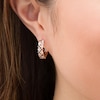 0.45 CT. T.W. Enhanced Black and White Diamond Alternating Double Row Hoop Earrings in 10K Rose Gold