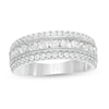 1.29 CT. T.W. Diamond Triple Row Vintage-Style Anniversary Ring in 10K White Gold