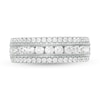 1.29 CT. T.W. Diamond Triple Row Vintage-Style Anniversary Ring in 10K White Gold