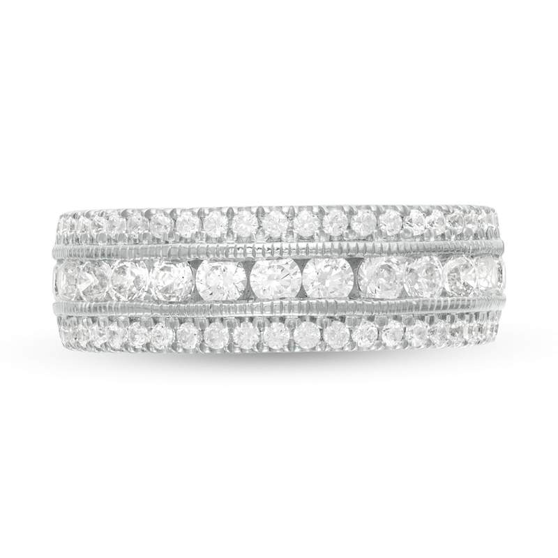 1.29 CT. T.W. Diamond Triple Row Vintage-Style Anniversary Ring in 10K White Gold|Peoples Jewellers