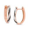 Thumbnail Image 0 of 0.23 CT. T.W. Enhanced Black and White Diamond Striped Hoop Earrings in 10K Rose Gold