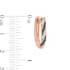 Thumbnail Image 2 of 0.23 CT. T.W. Enhanced Black and White Diamond Striped Hoop Earrings in 10K Rose Gold