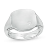 Thumbnail Image 0 of Vera Wang Men 0.04 CT. T.W. Diamond Etched Chevron Signet Ring in Sterling Silver