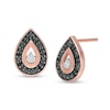 Thumbnail Image 0 of 0.08 CT. T.W. Enhanced Black and White Diamond Teardrop Stud Earrings in 10K Rose Gold