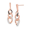 Thumbnail Image 0 of 0.29 CT. T.W. Enhanced Black and White Diamond Graduated Three Link Chain Drop Earrings in 10K Rose Gold