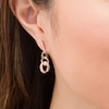 0.29 CT. T.W. Enhanced Black and White Diamond Graduated Three Link Chain Drop Earrings in 10K Rose Gold