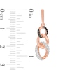 Thumbnail Image 2 of 0.29 CT. T.W. Enhanced Black and White Diamond Graduated Three Link Chain Drop Earrings in 10K Rose Gold