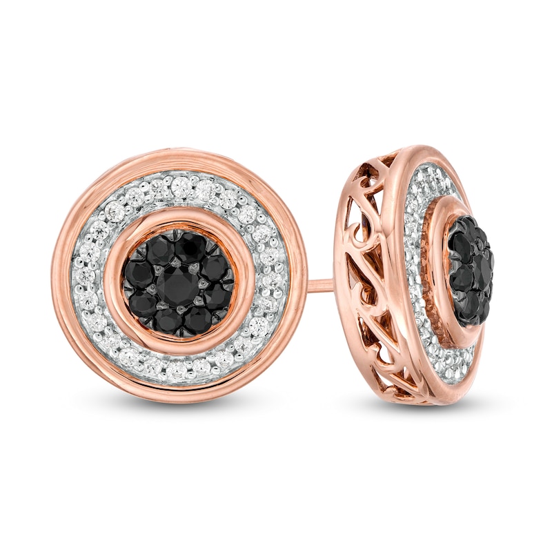 0.45 CT. T.W. Enhanced Black Composite and White Diamond Frame Stud Earrings in 10K Rose Gold|Peoples Jewellers