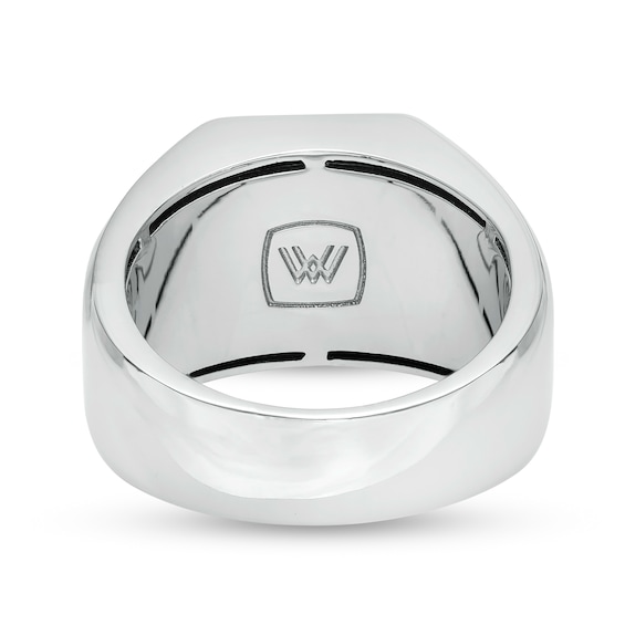 Vera Wang Men 0.18 CT. T.W. Black Diamond "V" Bevelled Edge Signet Ring in Sterling Silver