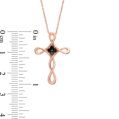 0.085 CT. T.W. Enhanced Black Composite Diamond Loop Cross Pendant in 10K Rose Gold