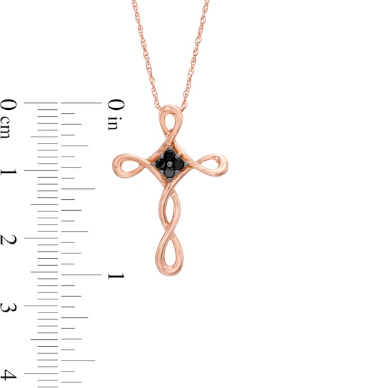 0.085 CT. T.W. Enhanced Black Composite Diamond Loop Cross Pendant in 10K Rose Gold