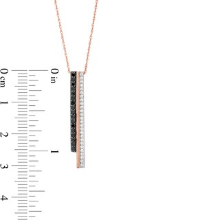 0.29 CT. T.W. Enhanced Black and White Diamond Double Vertical Bar Pendant in 10K Rose Gold