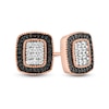 0.29 CT. T.W. Enhanced Black and White Composite Diamond Cushion Frame Vintage-Style Stud Earrings in 10K Rose Gold