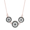 1.23 CT. T.W. Enhanced Black and White Diamond Double Frame Triple Circle Necklace in 10K Rose Gold