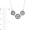 1.23 CT. T.W. Enhanced Black and White Diamond Double Frame Triple Circle Necklace in 10K Rose Gold