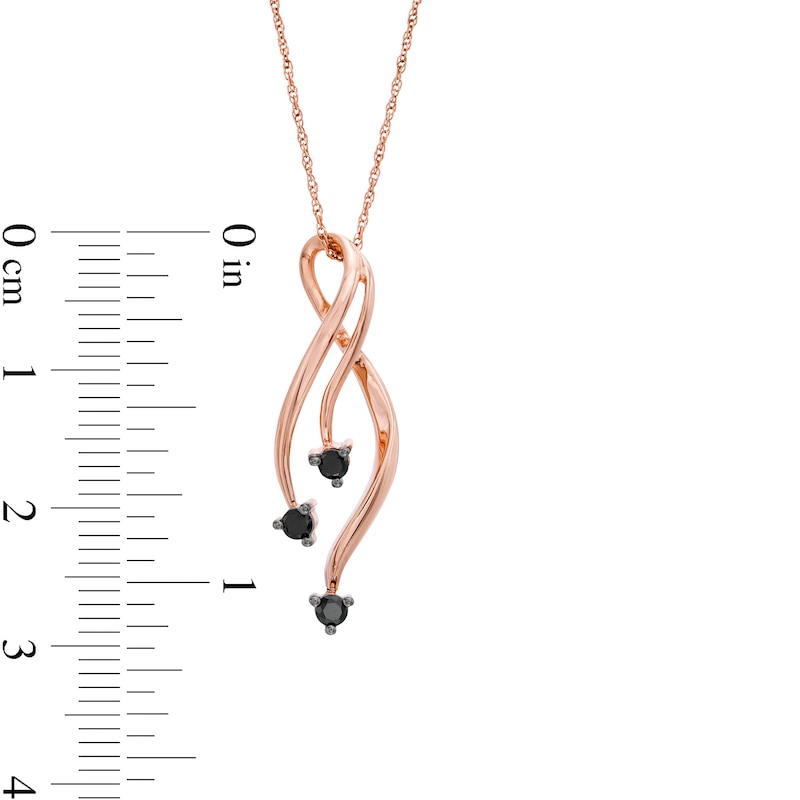 0.145 CT. T.W. Black Diamond Triple Ribbon Pendant in 10K Rose Gold|Peoples Jewellers