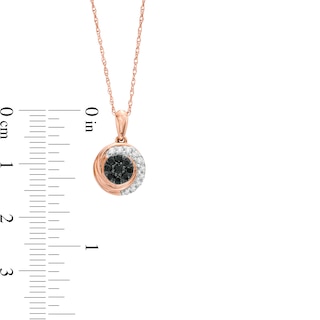 0.23 CT. T.W. Enhanced Black and White Diamond Swirl Pendant in 10K Rose Gold