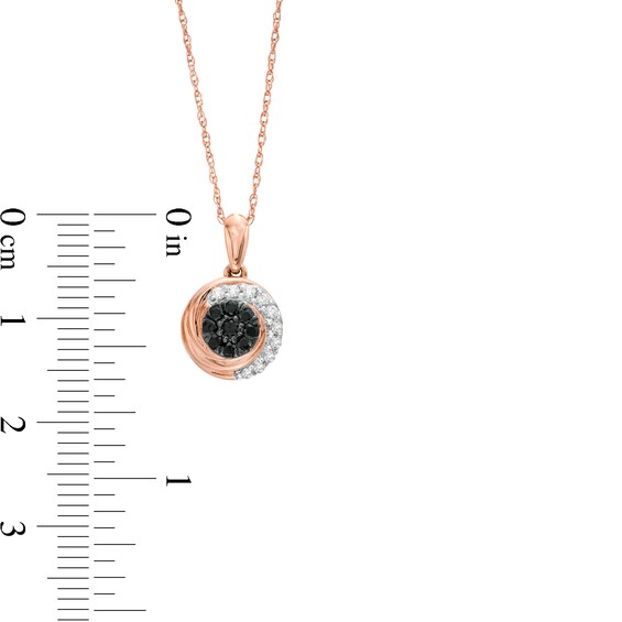 0.23 CT. T.W. Enhanced Black and White Diamond Swirl Pendant in 10K Rose Gold