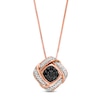 Thumbnail Image 0 of 0.23 CT. T.W. Enhanced Black Composite and White Diamond Tilted Cushion Frame Two Piece Pendant in 10K Rose Gold