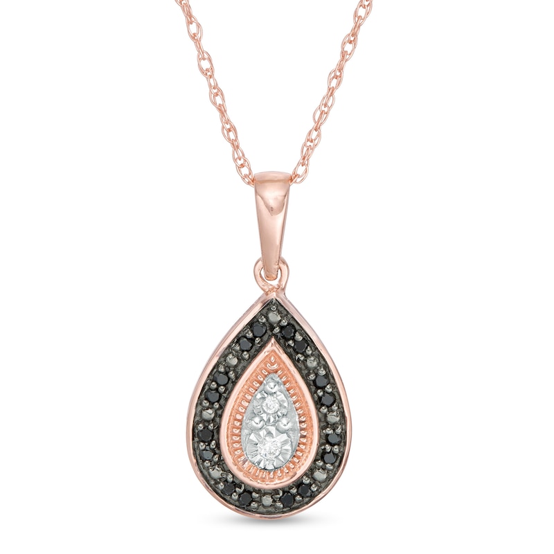 0.067 CT. T.W. Enhanced Black and White Composite Diamond Teardrop Pendant in 10K Rose Gold|Peoples Jewellers