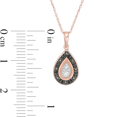 0.067 CT. T.W. Enhanced Black and White Composite Diamond Teardrop Pendant in 10K Rose Gold