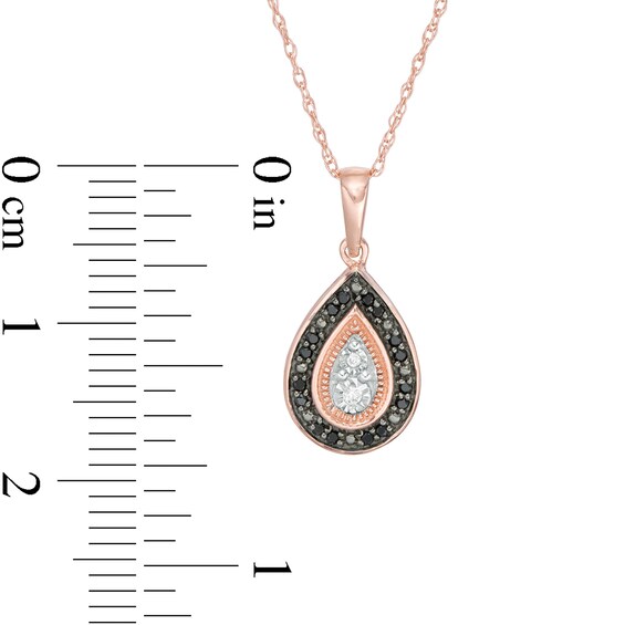 0.067 CT. T.W. Enhanced Black and White Composite Diamond Teardrop Pendant in 10K Rose Gold