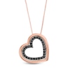 0.18 CT. T.W. Black Diamond Tilted Heart Outline Pendant in 10K Rose Gold