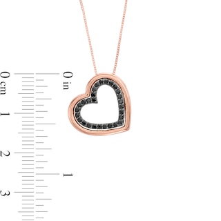 0.18 CT. T.W. Black Diamond Tilted Heart Outline Pendant in 10K Rose Gold