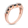 Thumbnail Image 2 of 0.45 CT. T.W. Enhanced Black and White Diamond Graduated Double Row Chevron Ring in 10K Rose Gold